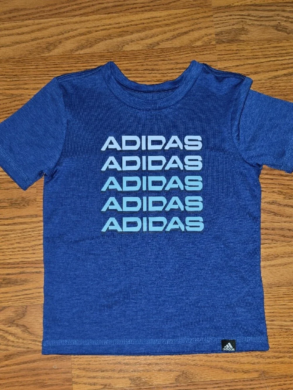 adidas Blue Short-Sleeve Logo Tee with Gradient Print
